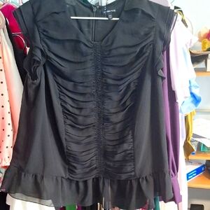 Who What Wear Black Ruched Blouse Perfect for career wear